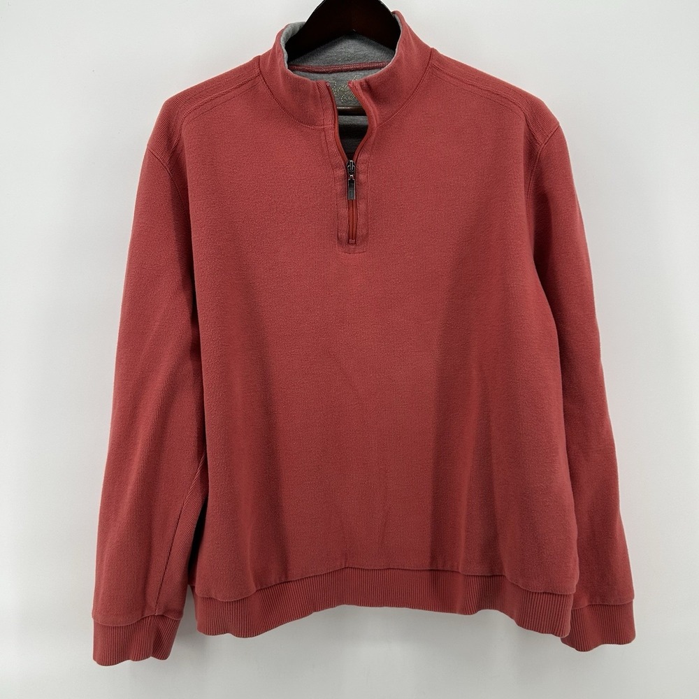 Paradise Collection Pullover Mens 2XL Coral 1/4 Zip Coastal Sweatshirt Dadcore